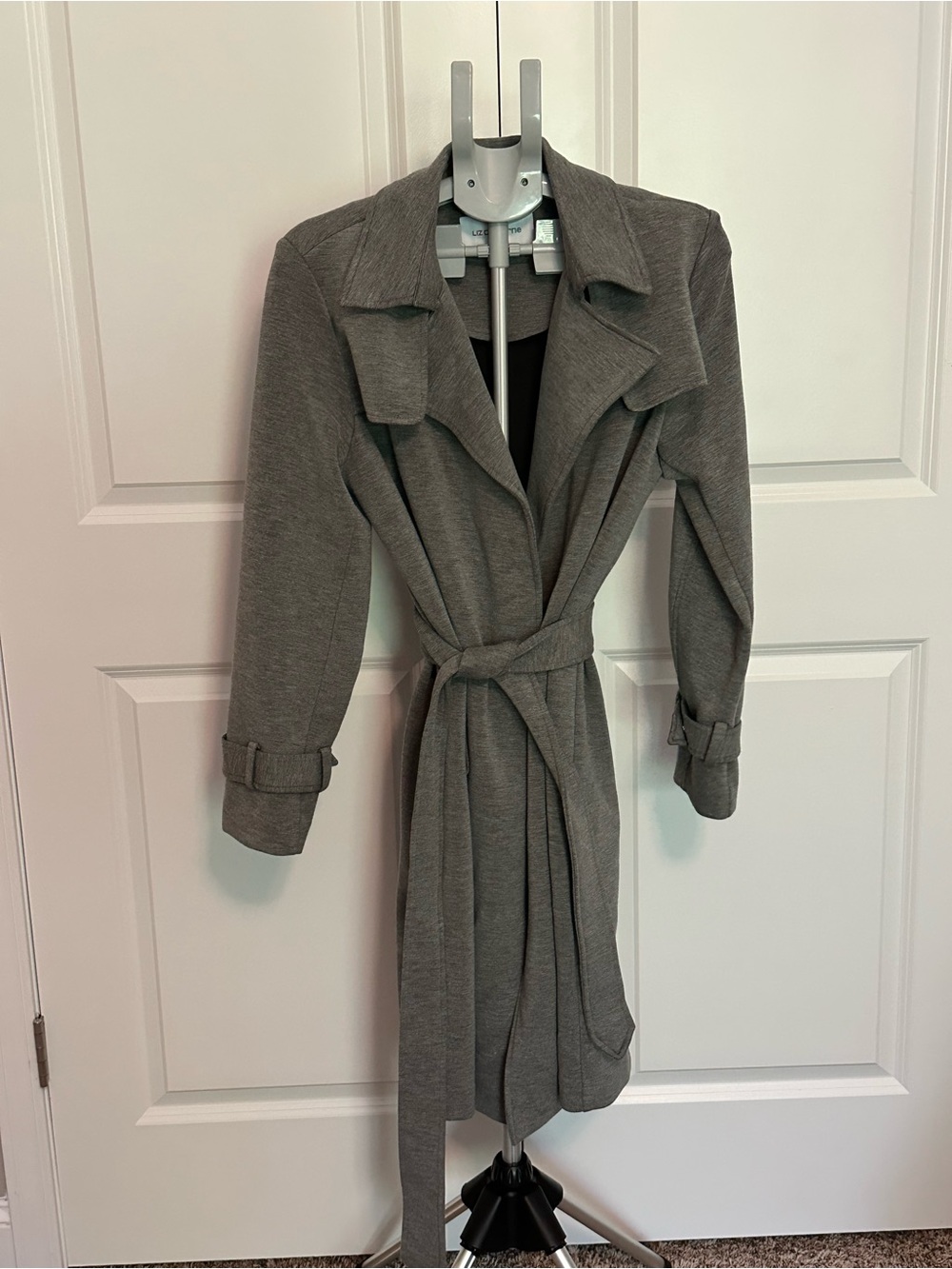 Liz Claiborne Gray Wrap Trench Coat with Belt